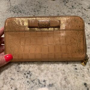 Miu Miu Tan Croc-Embossed Wallet